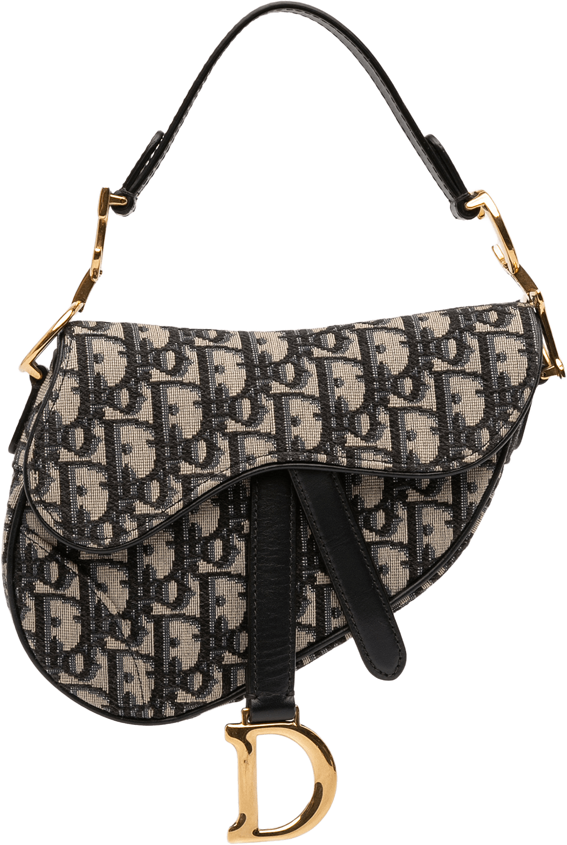 Dior Mini Oblique Canvas Saddle Bag, från Luxclusif, i färgen navy.