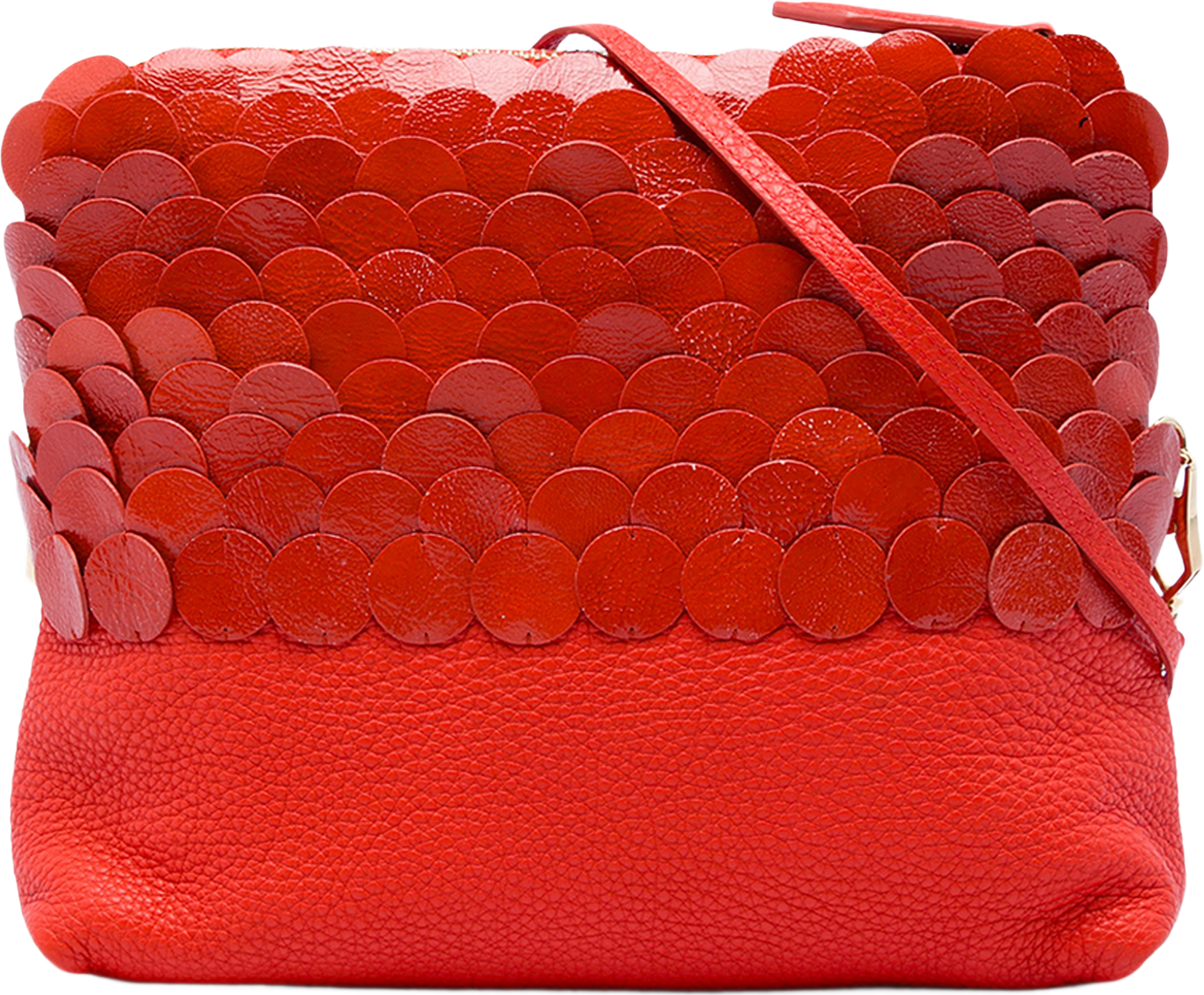 Burberry Leather The Petal Clutch With Strap, från Luxclusif, i färgen röd.