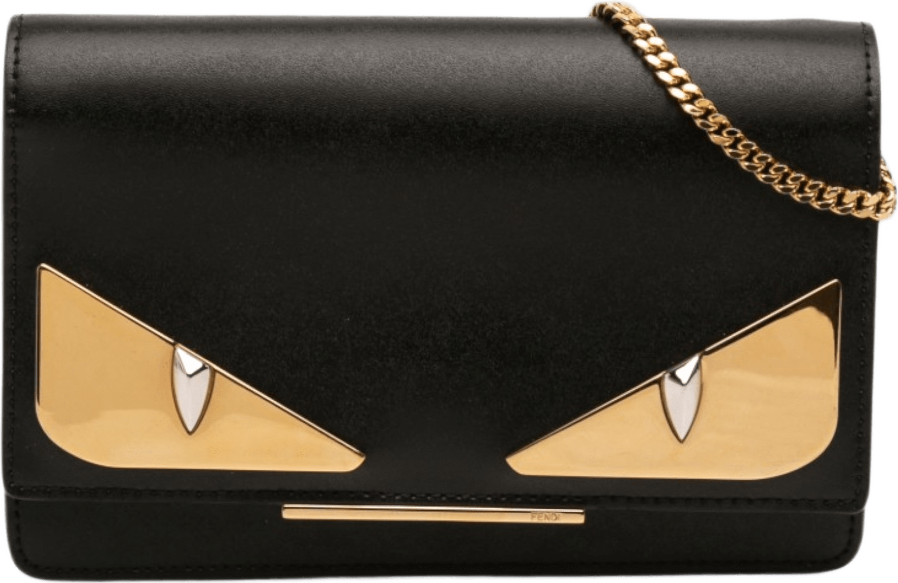 Fendi Leather Eye Monster Tube Wallet On Chain, från Luxclusif, i färgen black.