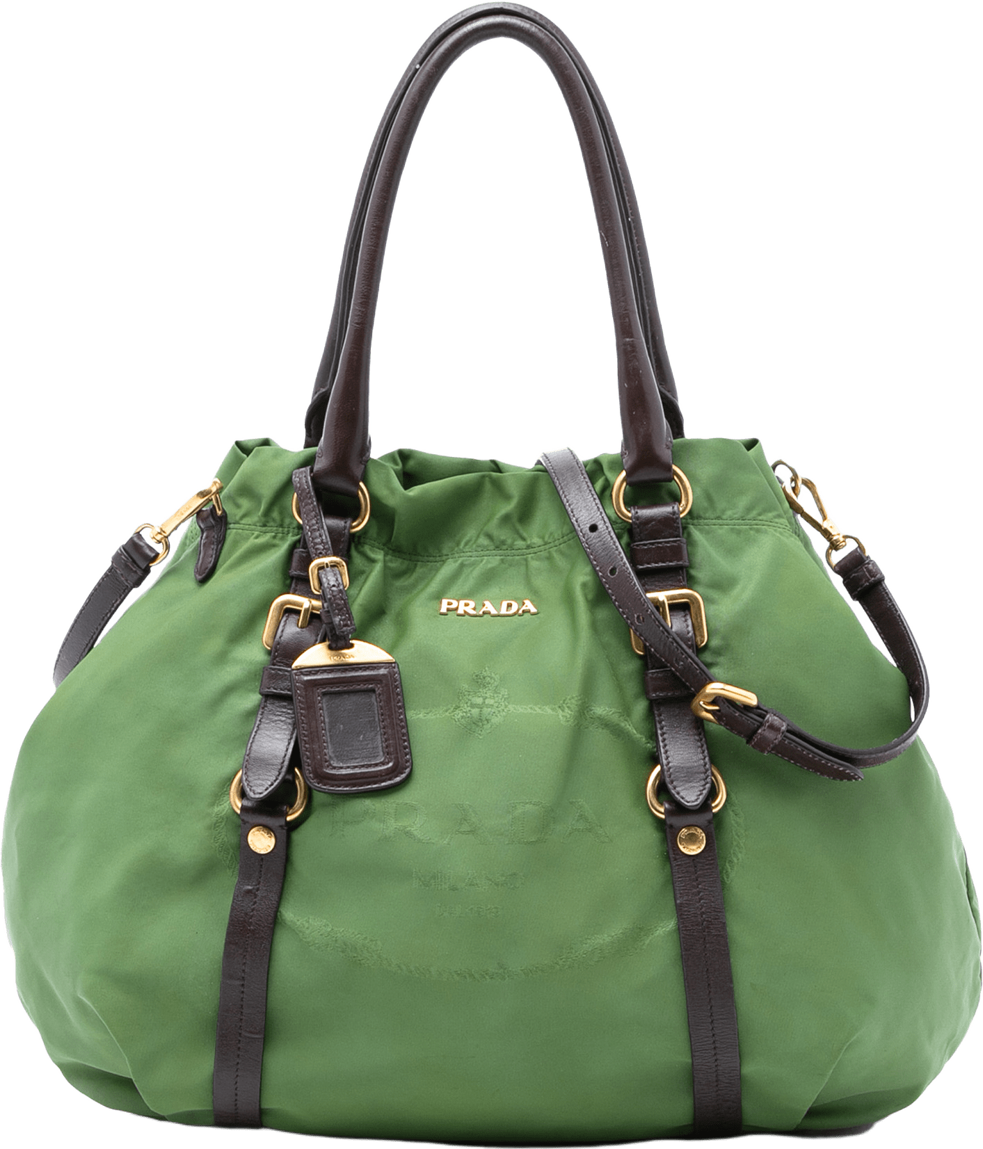 Prada Tessuto Canapa Logo Satchel, från Luxclusif, i färgen green.