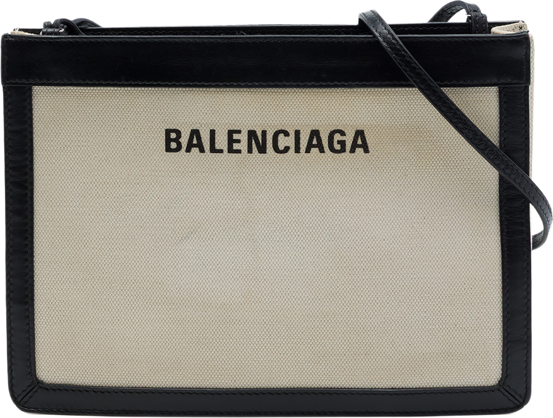 Balenciaga Canvas Navy Pochette Crossbody, från Luxclusif, i färgen brun.