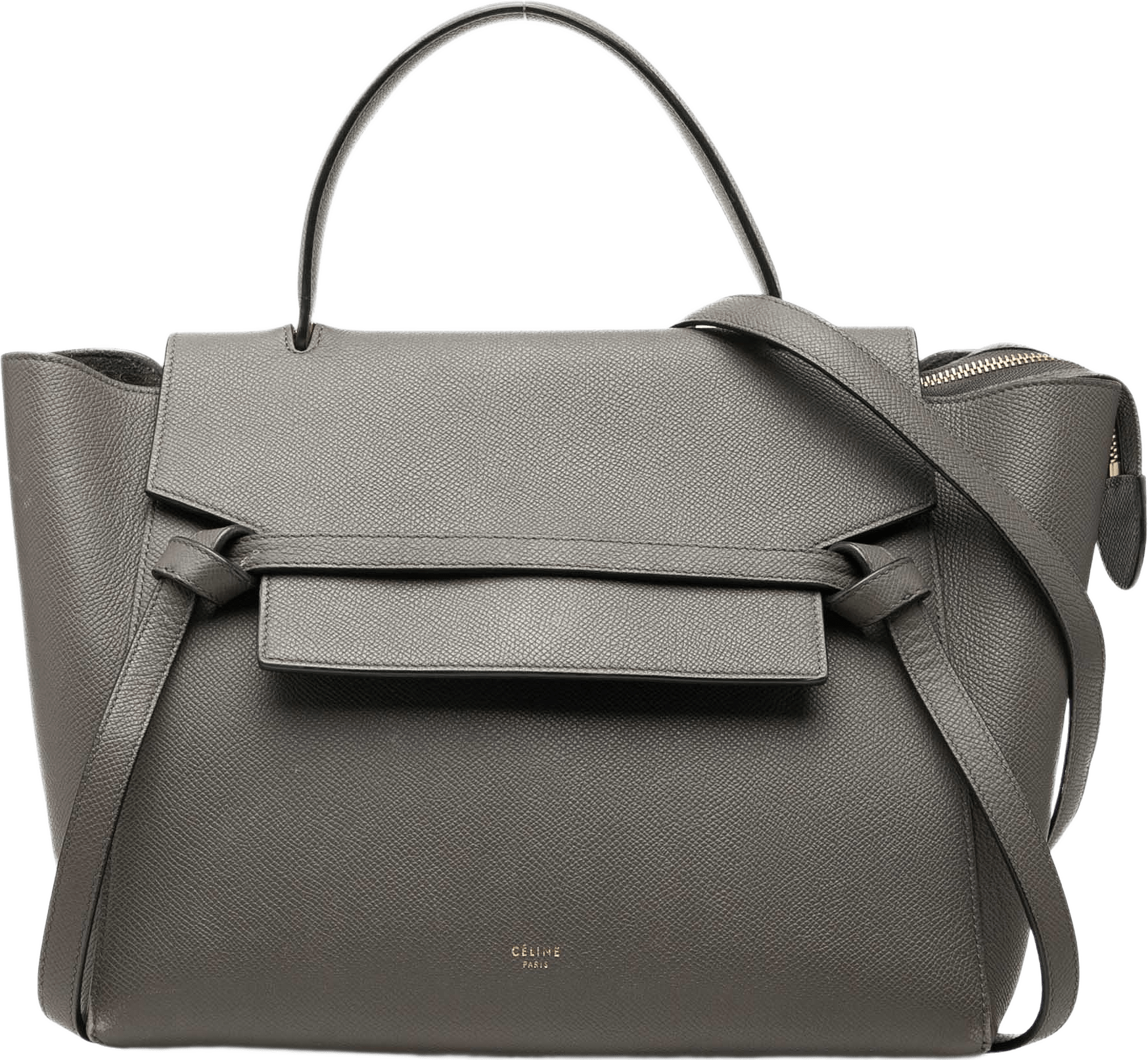 Celine Mini Grained Calfskin Belt Bag, från Luxclusif, i färgen grå.