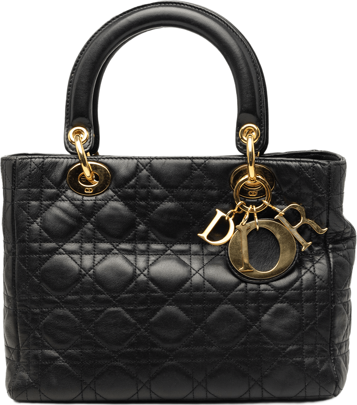 Dior Medium Lambskin Cannage Lady Dior, från Luxclusif, i färgen svart.