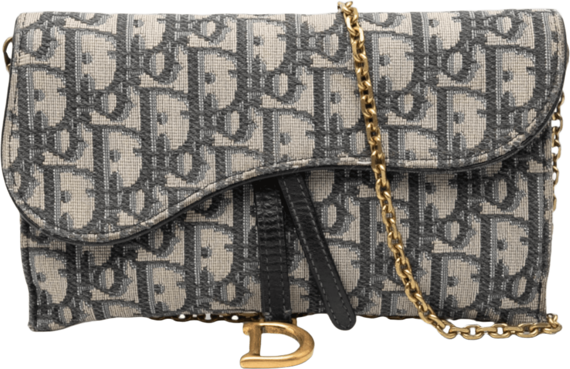 Dior Oblique Canvas Saddle Wallet On Chain, från Luxclusif, i färgen navy.