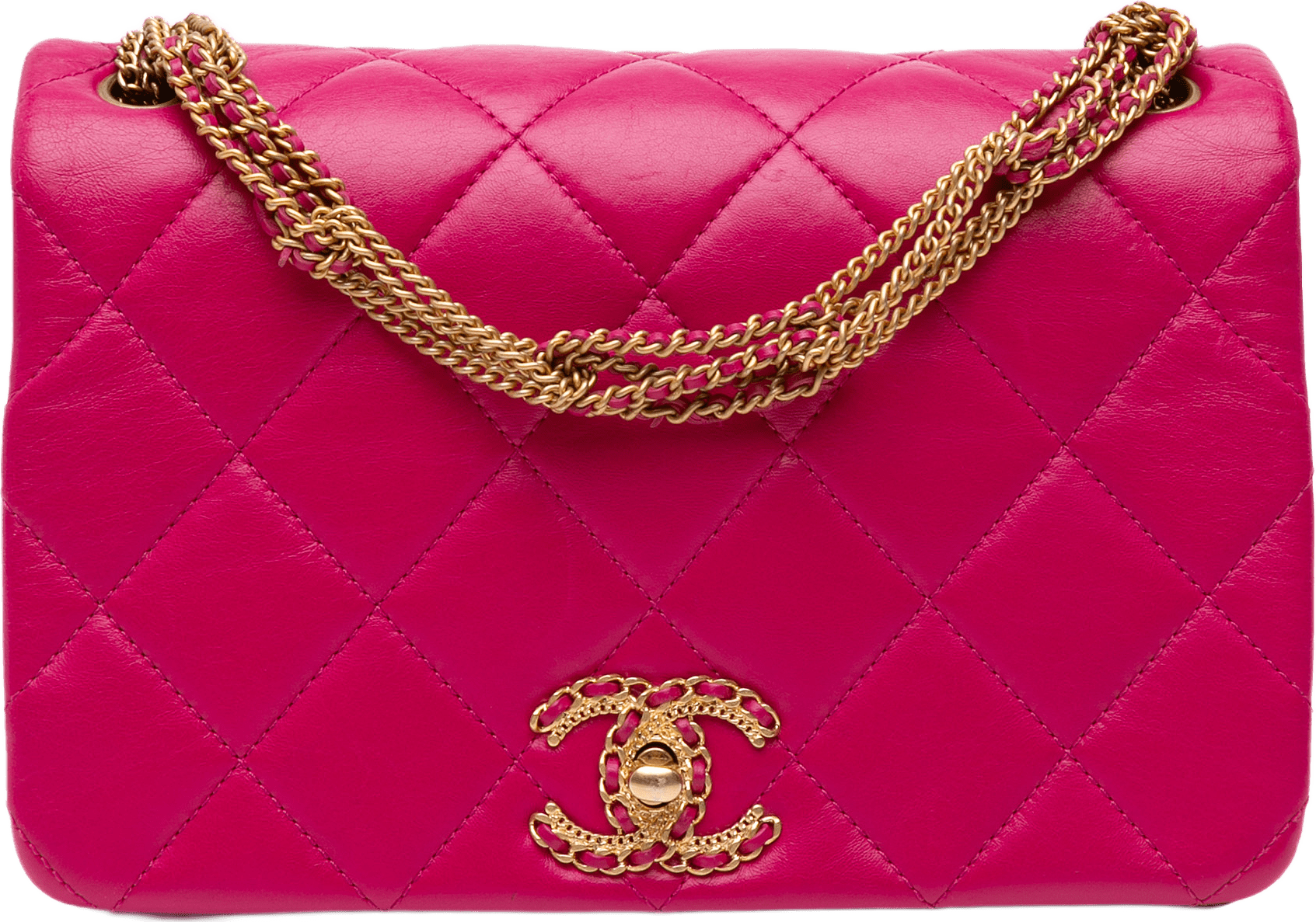 Chanel Small Quilted Lambskin On And On Chain Flap, från Luxclusif, i färgen dark pink.