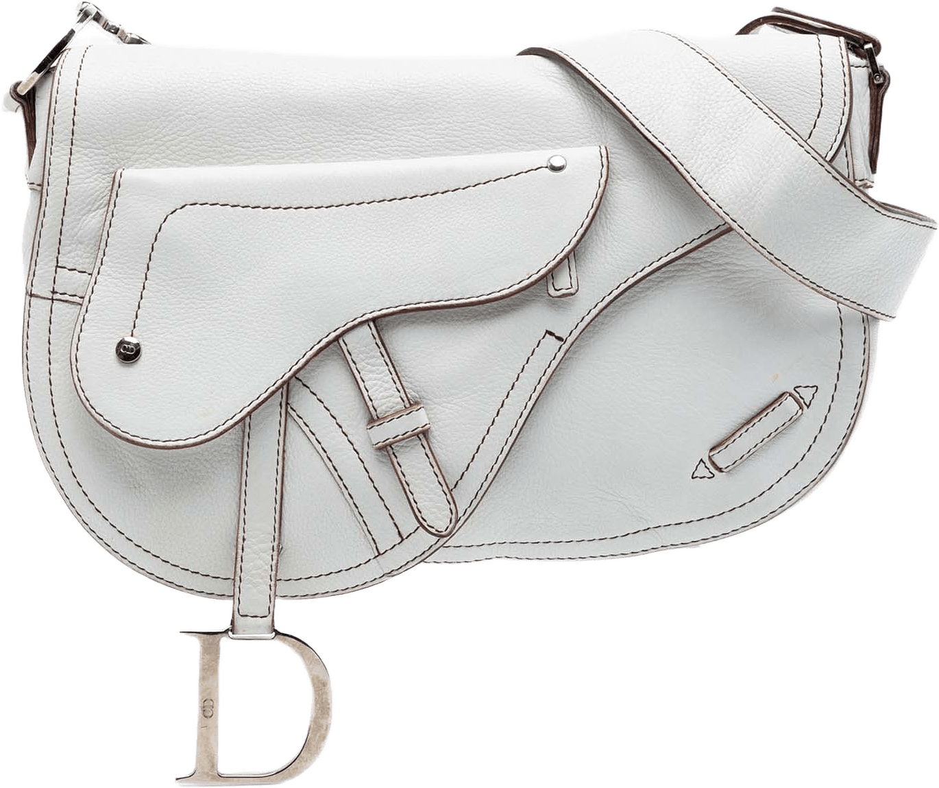 Dior Leather Double Saddle Crossbody, från Luxclusif, i färgen white.