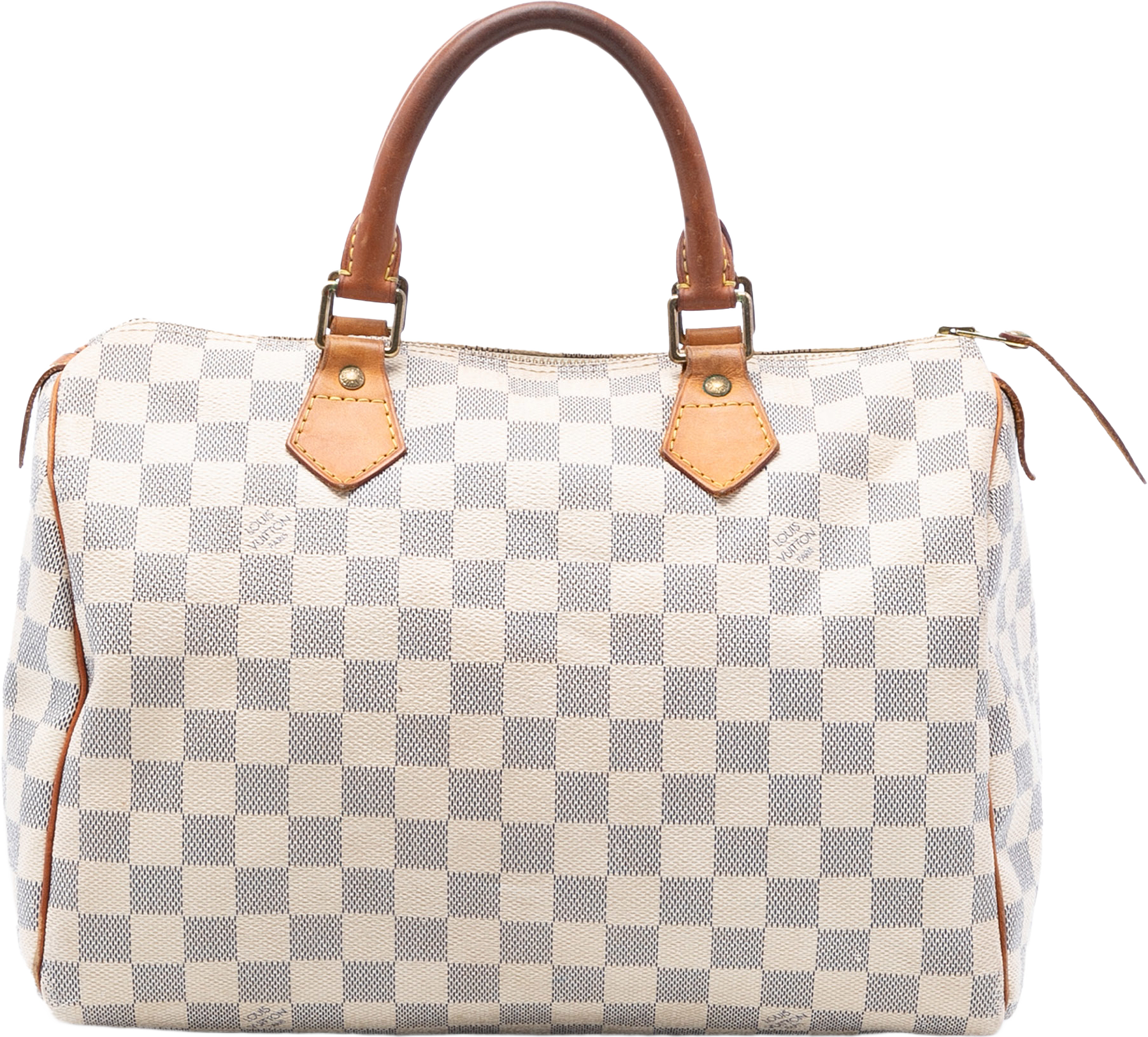Louis Vuitton Damier Azur Speedy 30, från Luxclusif, i färgen white.