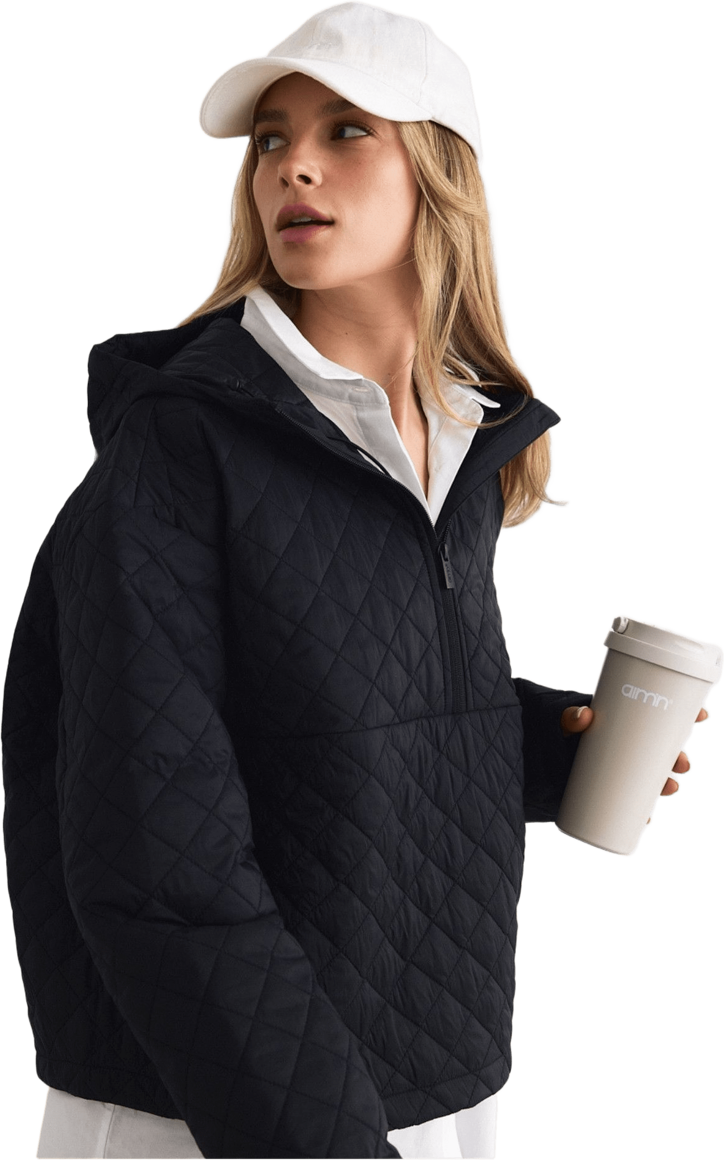 Cropped Quilted Anorak, från aim'n, i färgen black.