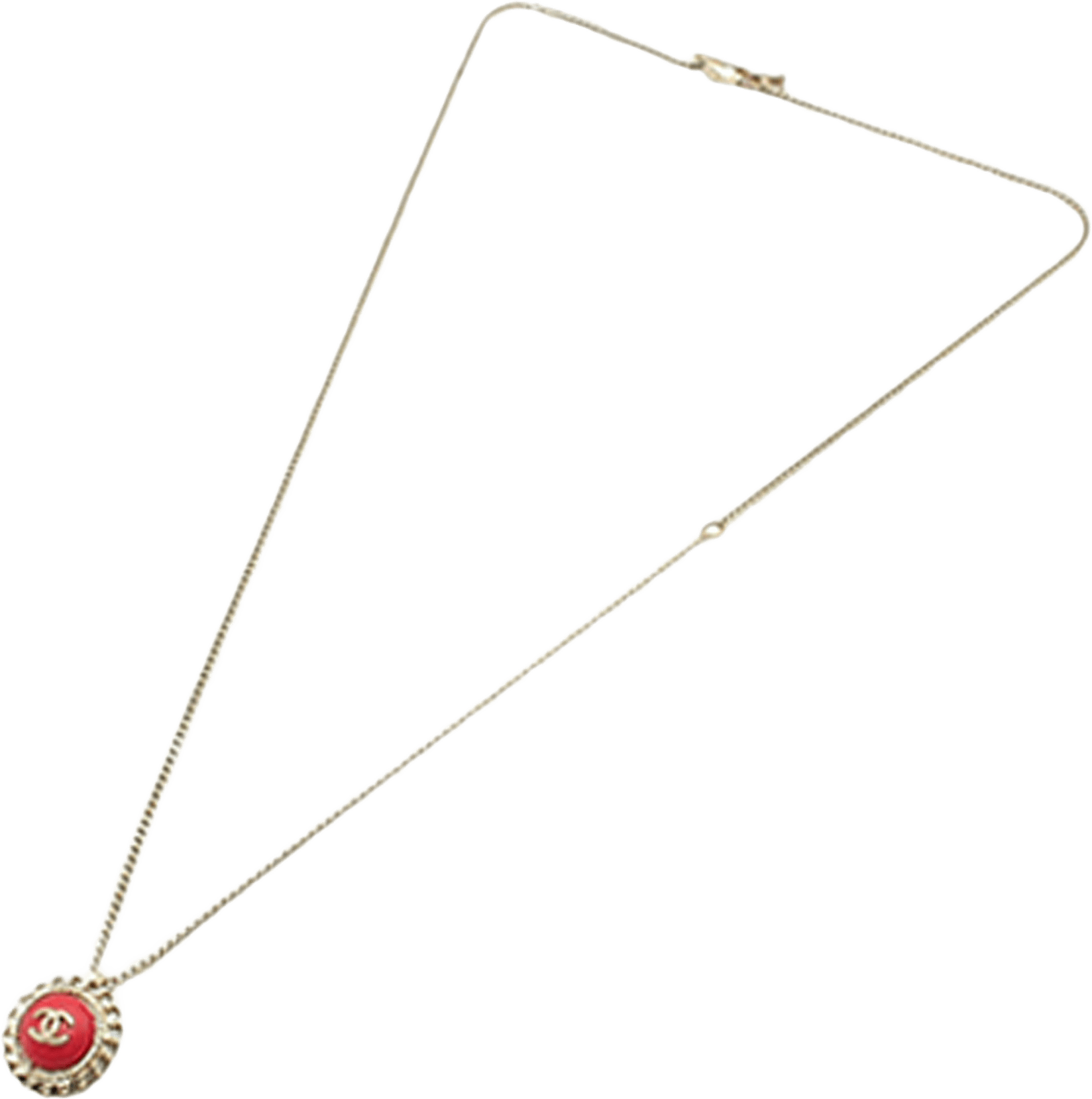 Chanel Cc Gold Plated Resin Pendant Necklace, från Luxclusif, i färgen gold.