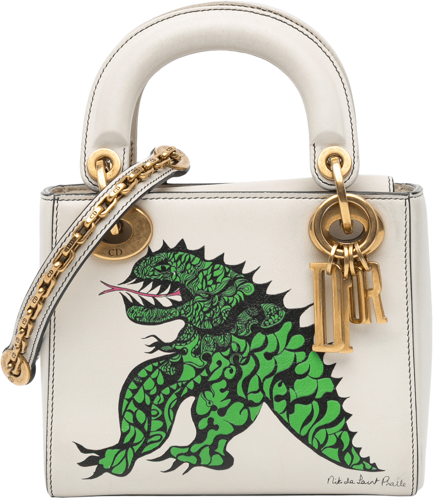 Dior Limited Edition Niki De Saint Phalle Mini Calfskin Dragon Lady Dior, från Luxclusif, i färgen white.