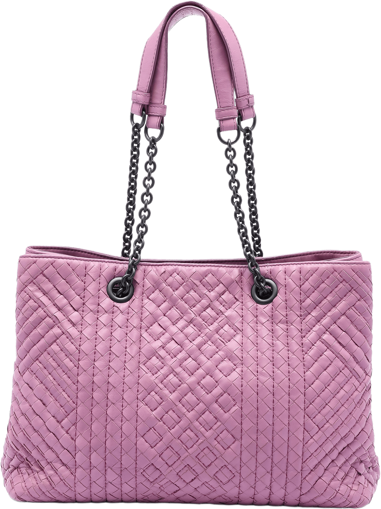 Bottega Veneta Medium Nappa Intrecciato Boutis Double Chain Tote, från Luxclusif, i färgen pink.