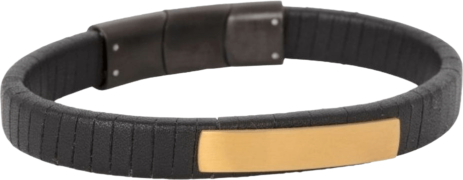 Lucas Leather Bracelet Black, från by BILLGREN, i färgen svart/guld.