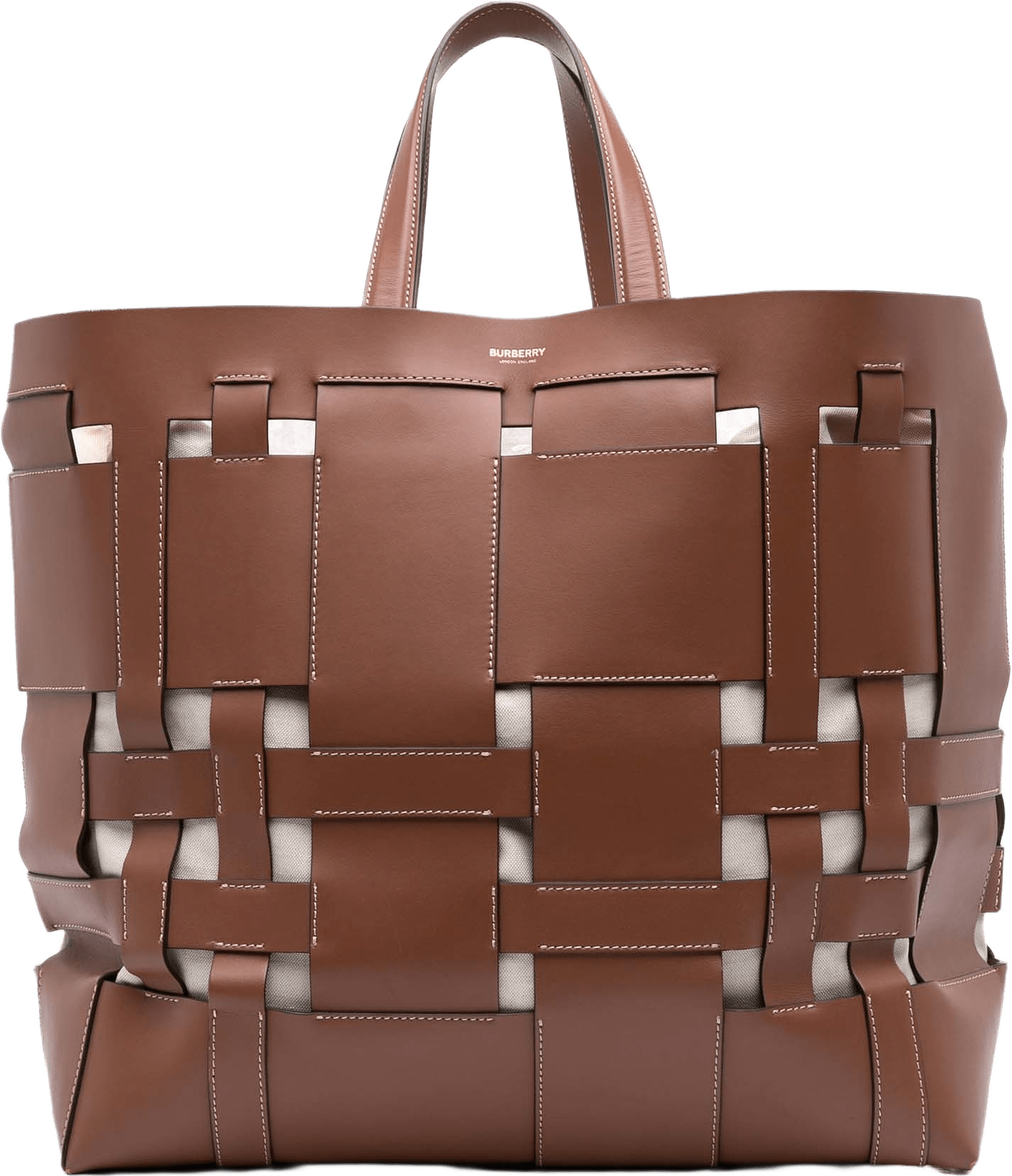 Burberry Large Leather Foster Tote, från Luxclusif, i färgen brown.