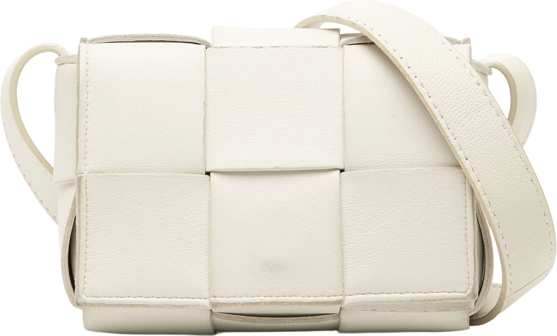 Bottega Veneta Extra Mini Nappa Maxi Intrecciato Cassette Crossbody, från Luxclusif, i färgen white.