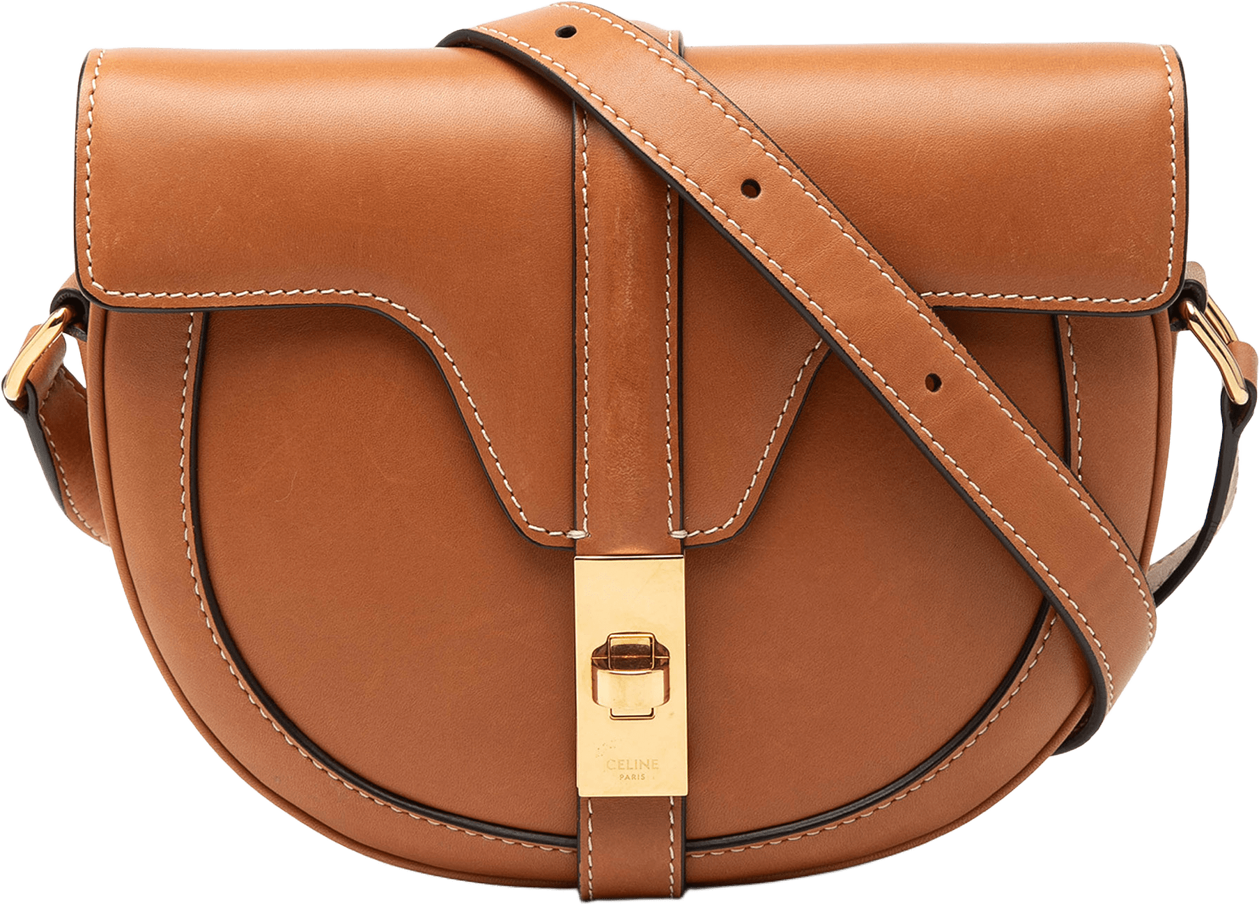 Celine Small Calfskin Besace 16 Crossbody, från Luxclusif, i färgen brown.