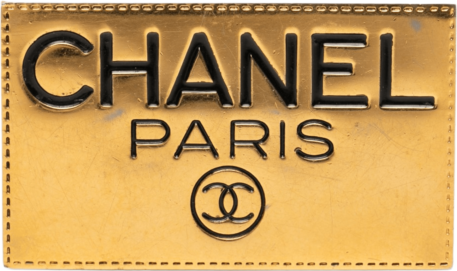 Chanel Cc Gold Plated Logo Plate Brooch, från Luxclusif, i färgen gold.