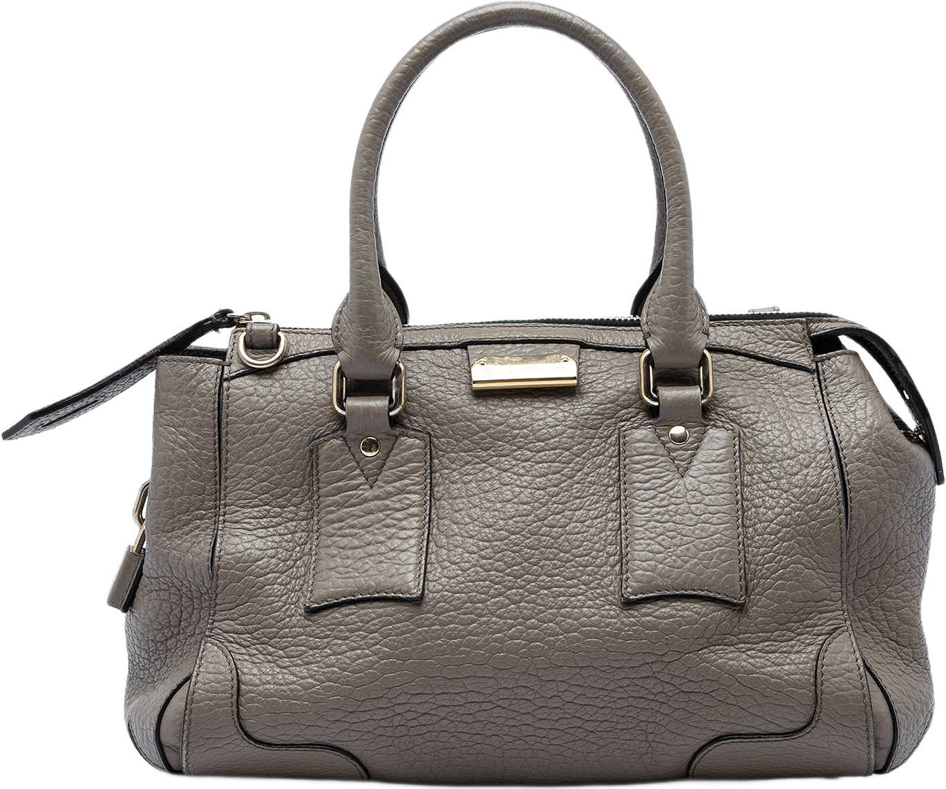 Burberry Small Grained Leather Heritage Gladstone Satchel, från Luxclusif, i färgen grå.