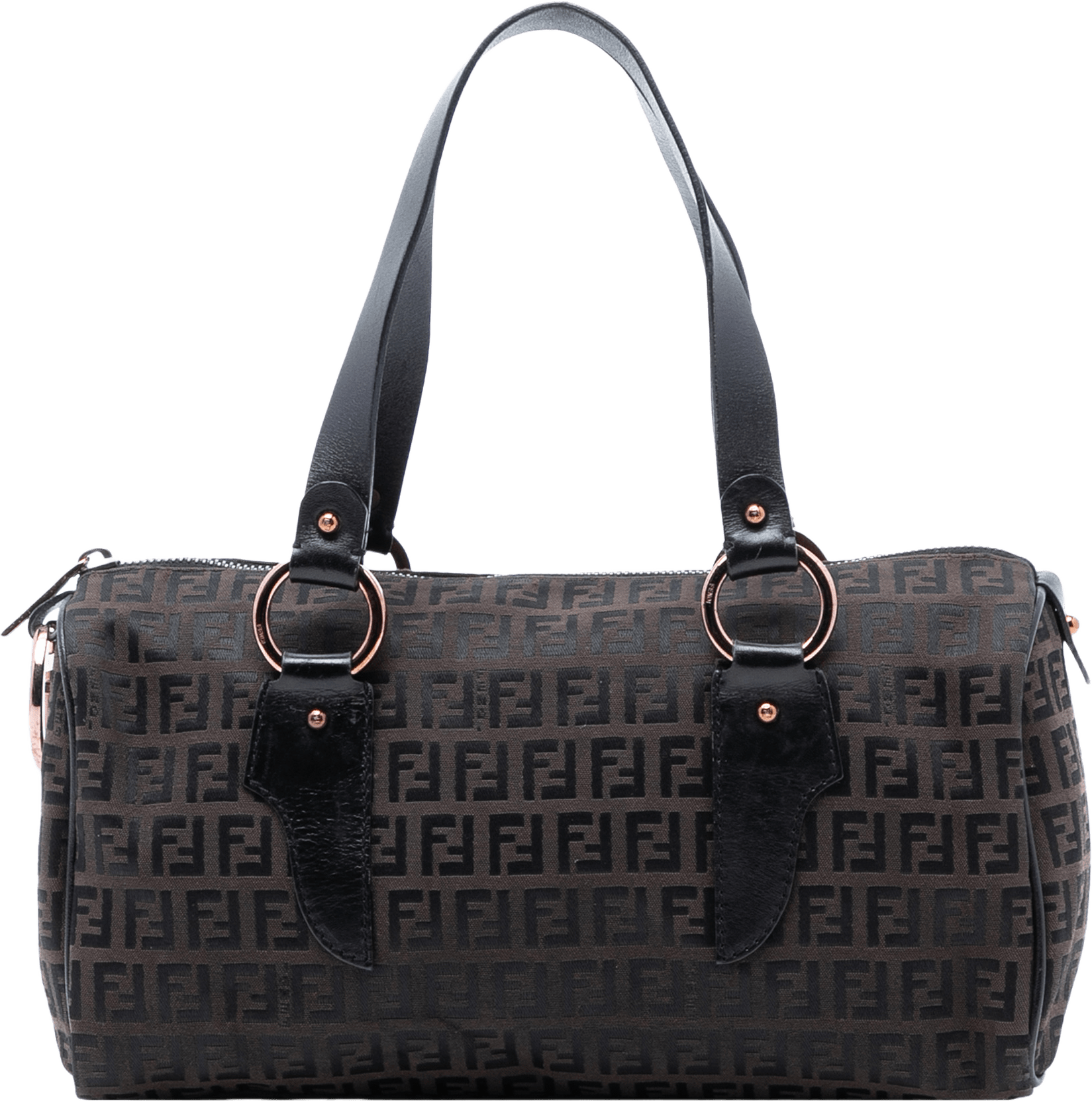 Fendi Zucchino Canvas Bauletto Boston Bag, från Luxclusif, i färgen dark brown.
