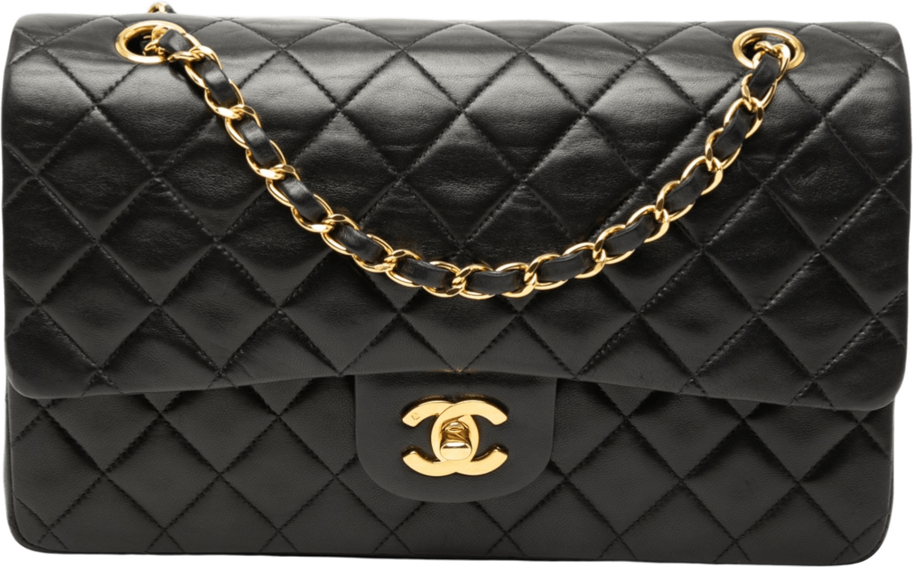 Chanel Medium Classic Lambskin Double Flap, från Luxclusif, i färgen black.