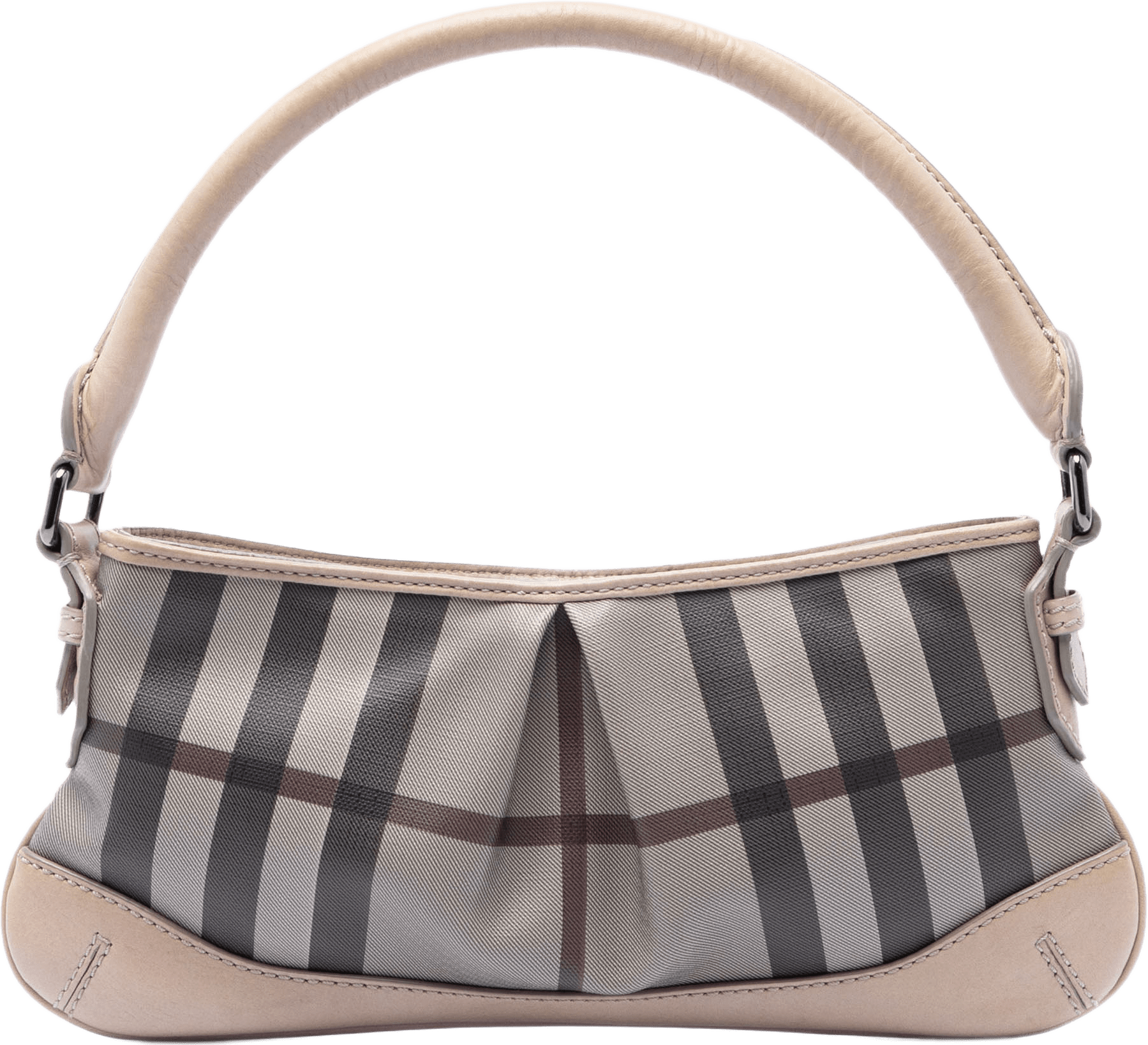 Burberry Smoke Check Coated Canvas Shoulder Bag, från Luxclusif, i färgen grå.