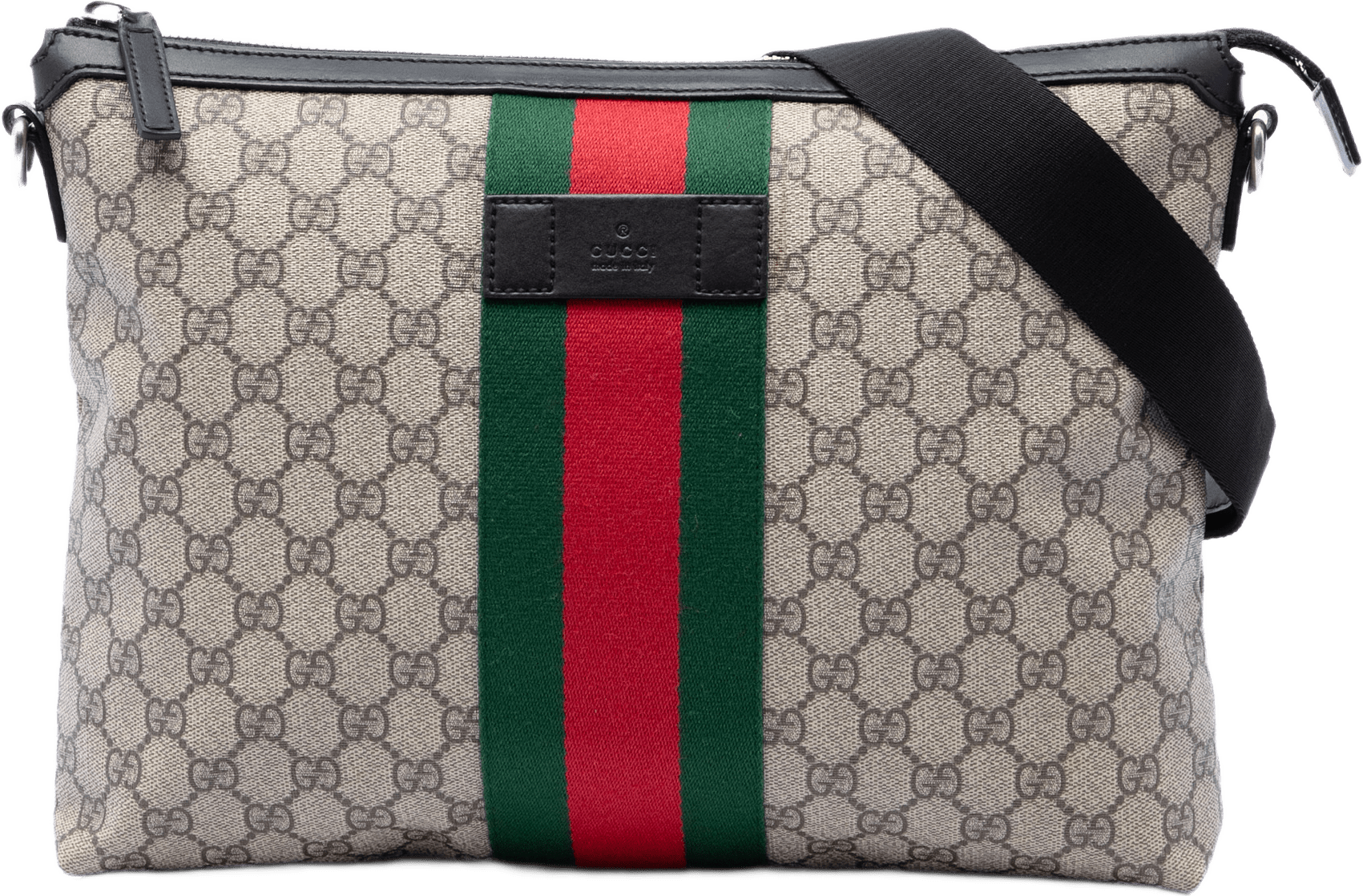 Gucci Gg Supreme Web Crossbody, från Luxclusif, i färgen beige.