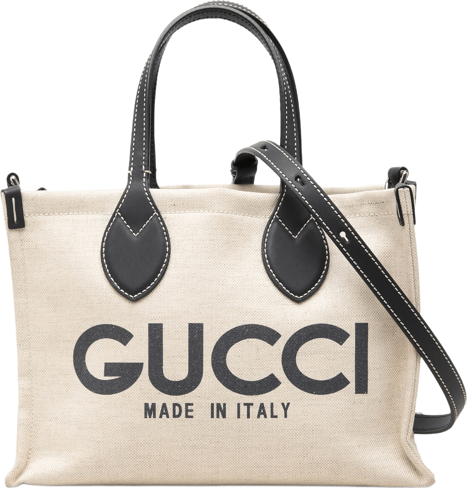 Gucci Medium Canvas Logo Tote, från Luxclusif, i färgen beige.