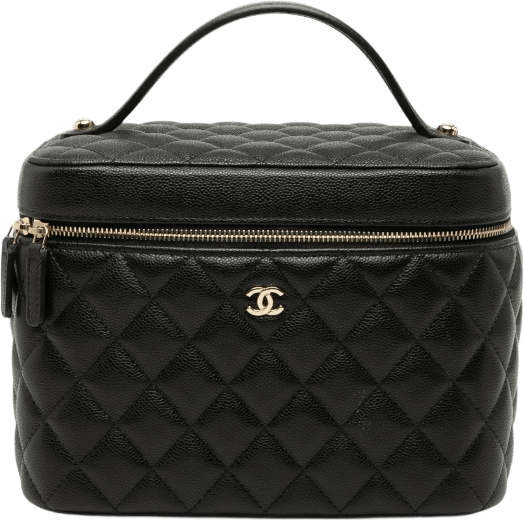 Chanel Medium Cc Quilted Caviar Vanity Case, från Luxclusif, i färgen black.