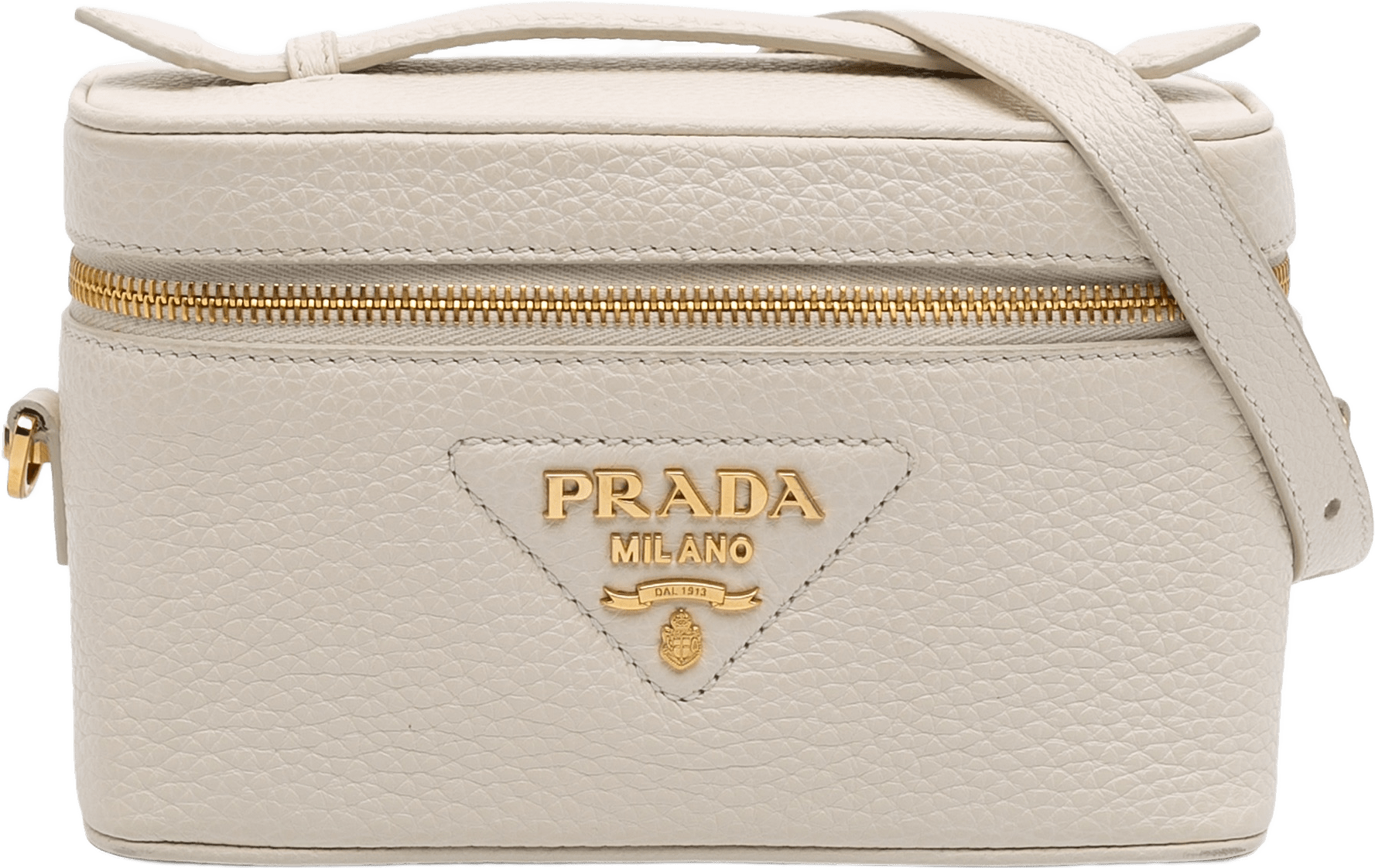 Prada Mini Vitello Daino Vanity Bag, från Luxclusif, i färgen white.