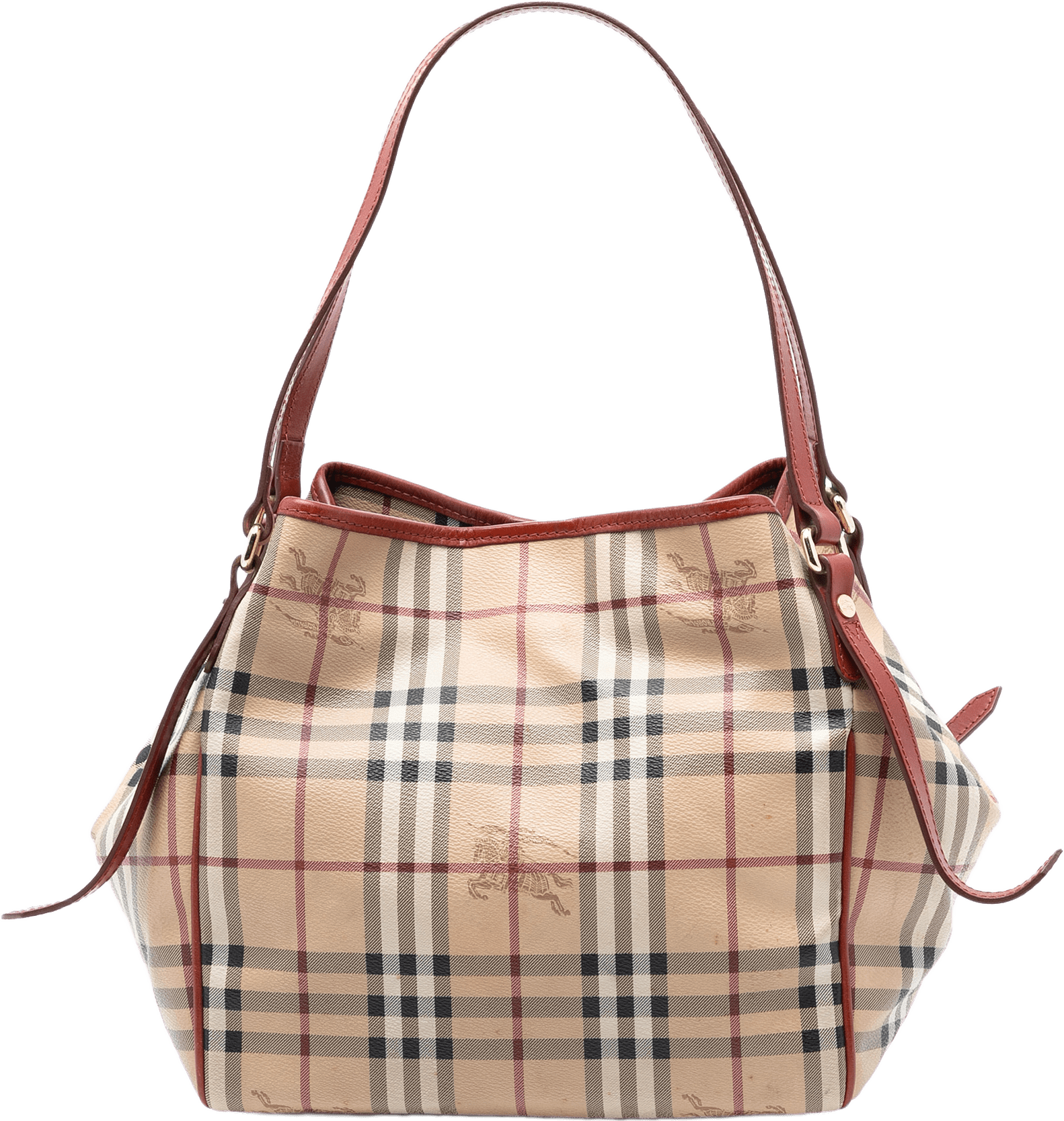 Burberry Small Haymarket Check Coated Canvas Canterbury Tote, från Luxclusif, i färgen beige.