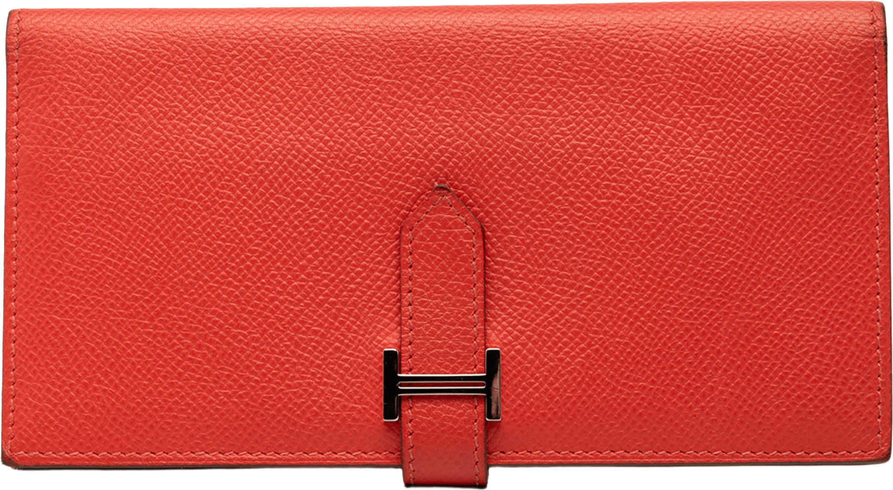 Hermès Epsom Bearn Wallet, från Luxclusif, i färgen red.