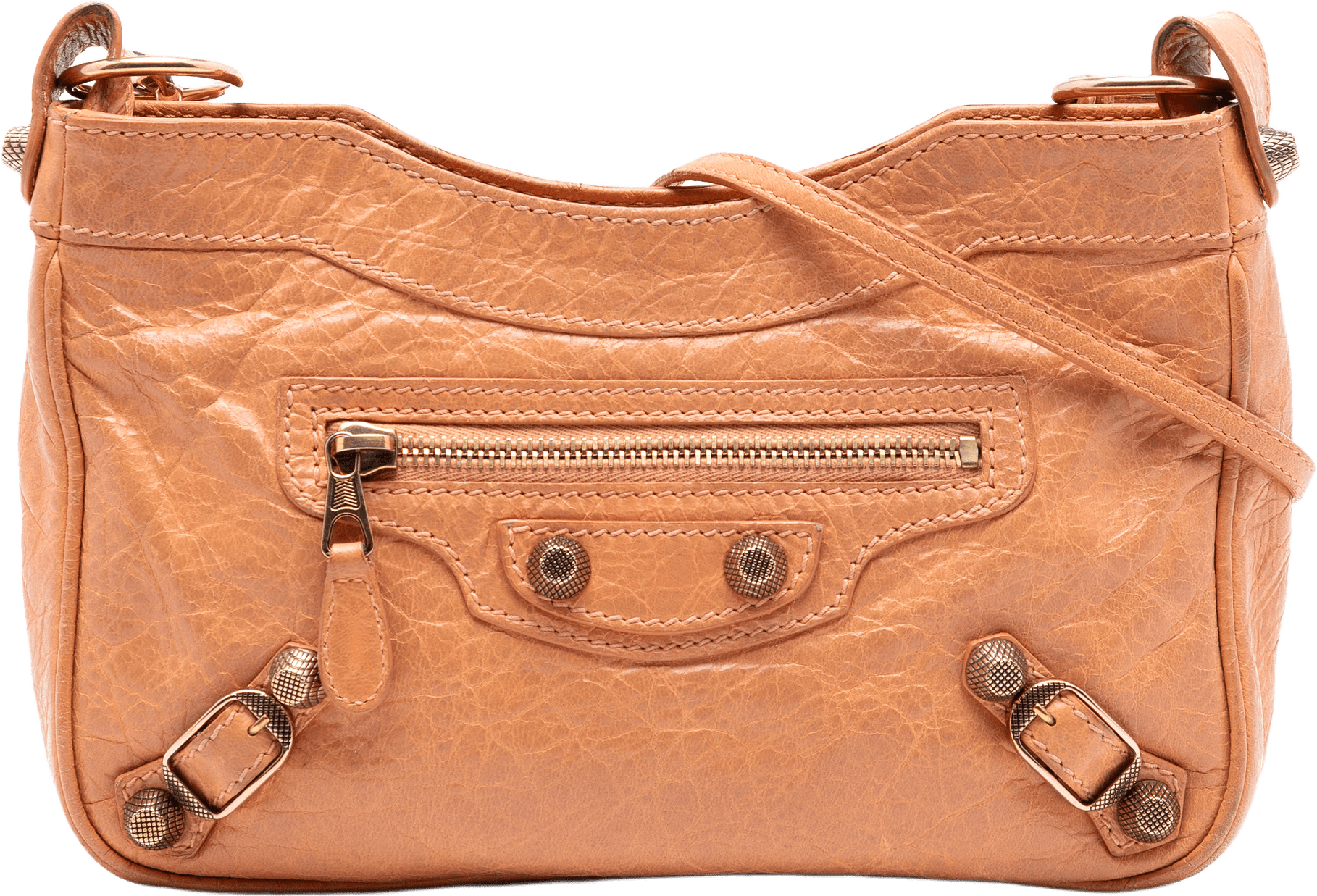 Balenciaga Lambskin Motocross Giant 12 Hip Crossbody, från Luxclusif, i färgen light orange.