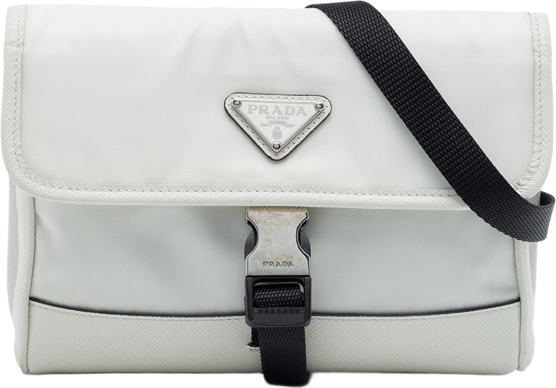 Prada Saffiano Trimmed Re Nylon Smartphone Case, från Luxclusif, i färgen vit.