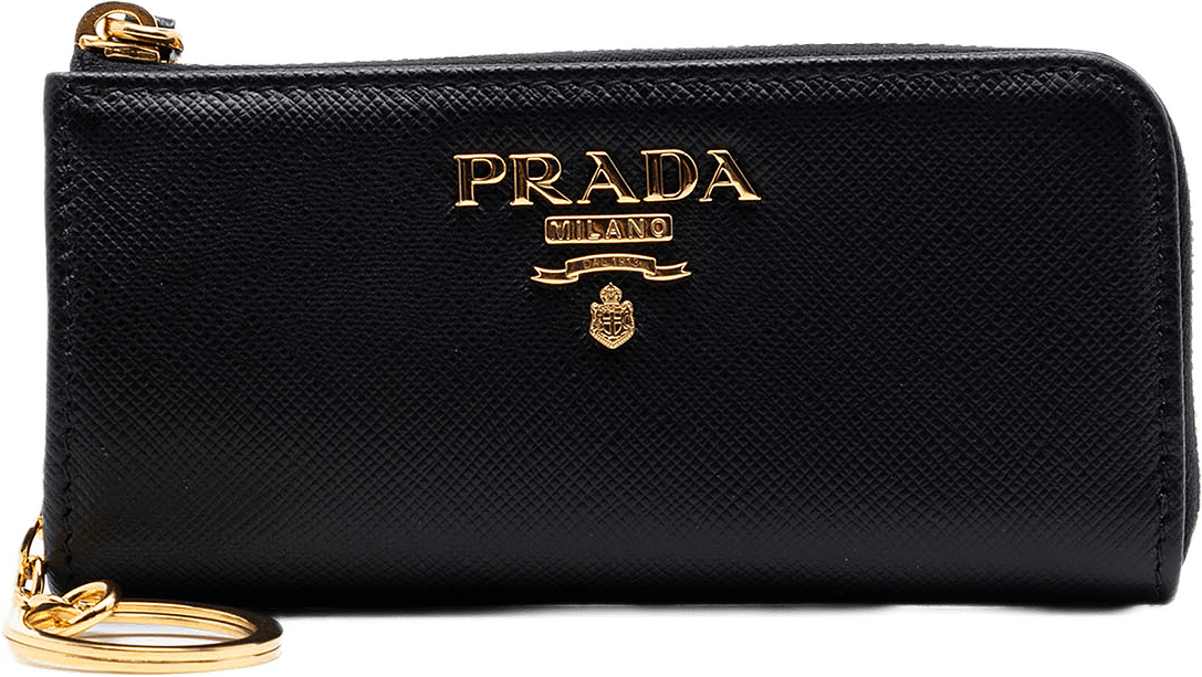 Prada Saffiano Coin Pouch, från Luxclusif, i färgen black.