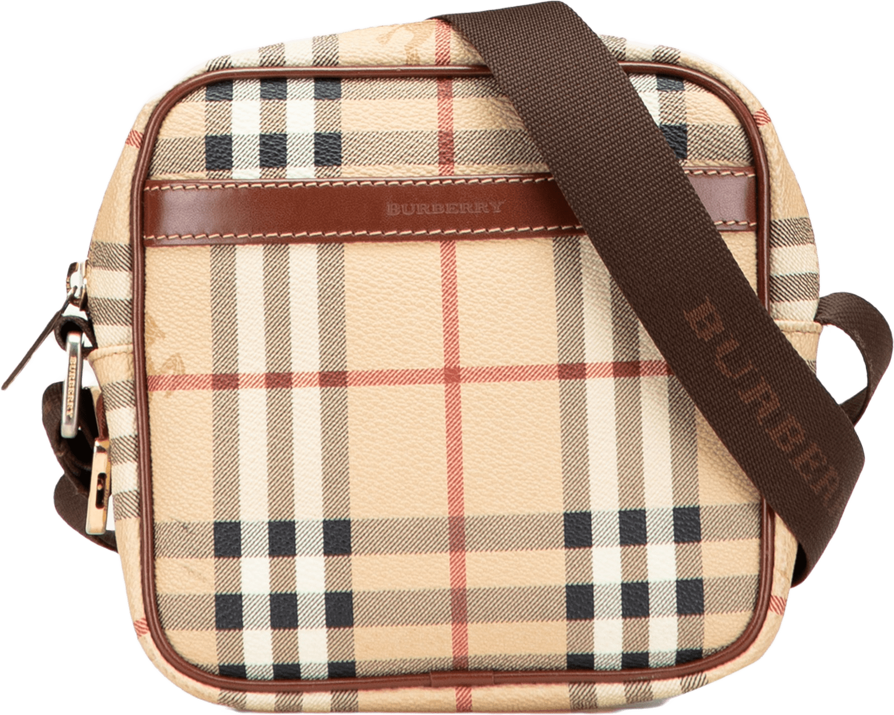 Burberry Haymarket Check Canvas Crossbody, från Luxclusif, i färgen beige.