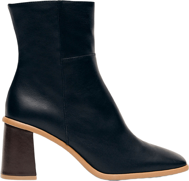 West Vintage Black Leather Ankle Boots