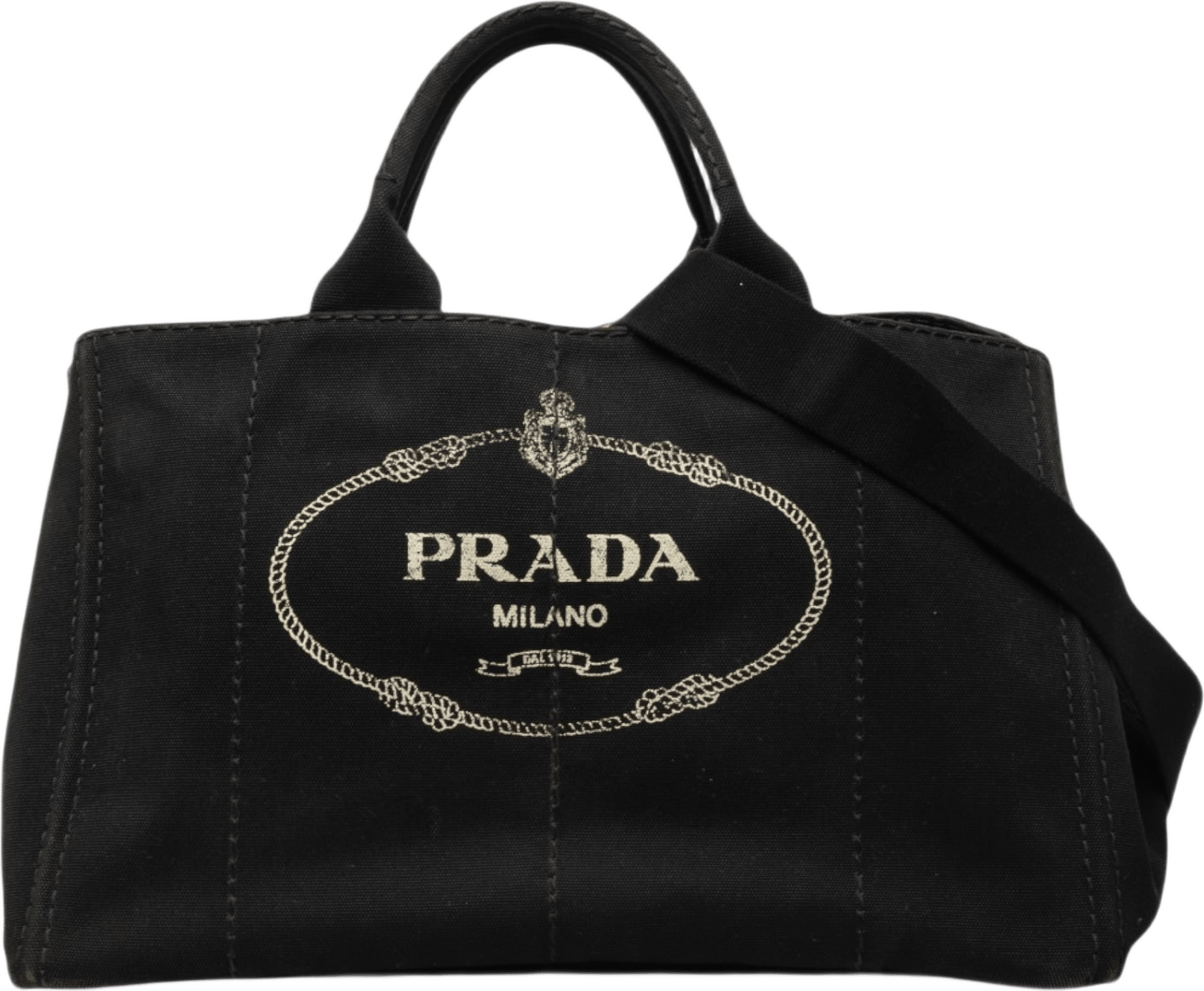 Prada Large Canvas Canapa Logo Tote, från Luxclusif, i färgen svart.