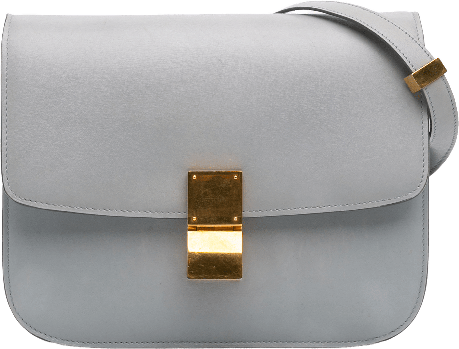 Celine Medium Calfskin Classic Box, från Luxclusif, i färgen light gray.
