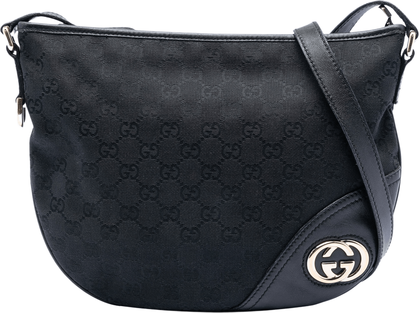 Gucci Medium Gg Canvas New Britt Half Moon Crossbody, från Luxclusif, i färgen black.