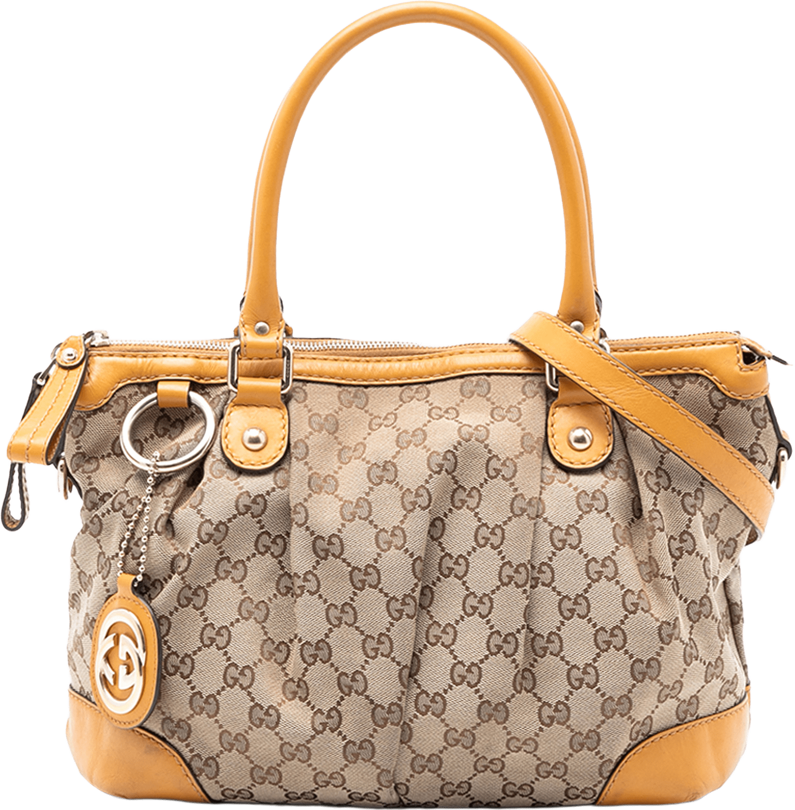 Gucci Gg Canvas Sukey Satchel, från Luxclusif, i färgen beige.