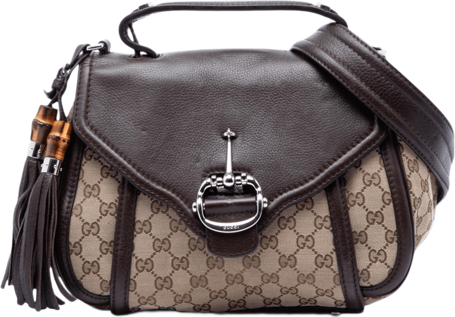 Gucci Gg Canvas Techno Horsebit Top Handle Bag, från Luxclusif, i färgen beige.