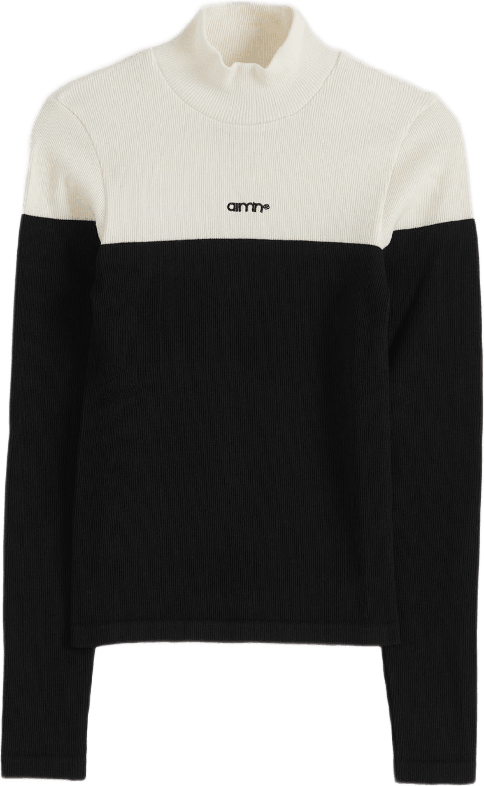Blocked Ribbed Wool Long Sleeve, från aim'n, i färgen black/white.