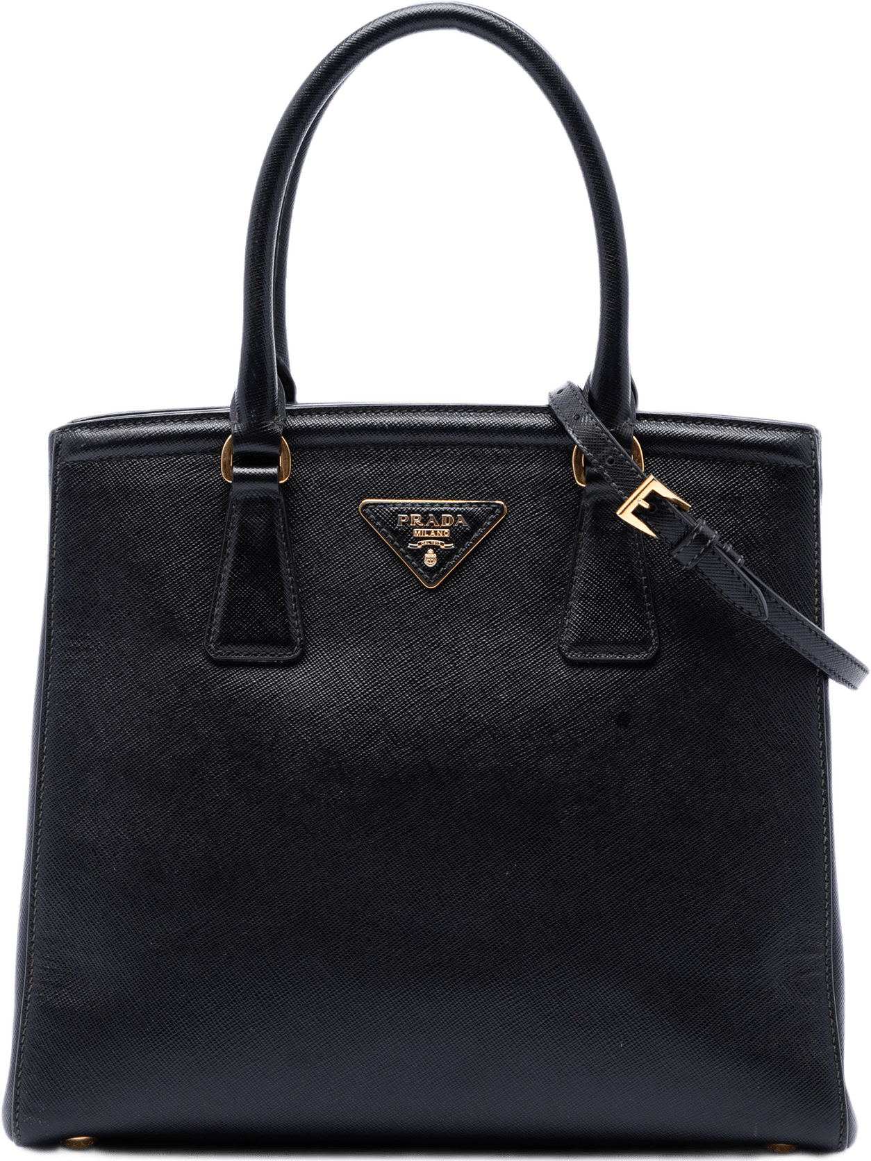 Prada Saffiano Lux Parabole Satchel, från Luxclusif, i färgen svart.