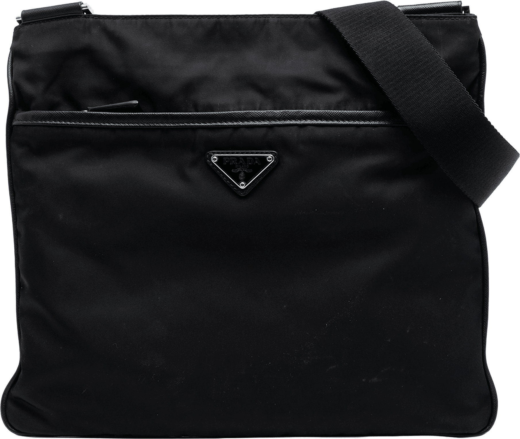 Prada Tessuto Zip Top Crossbody, från Luxclusif, i färgen black.