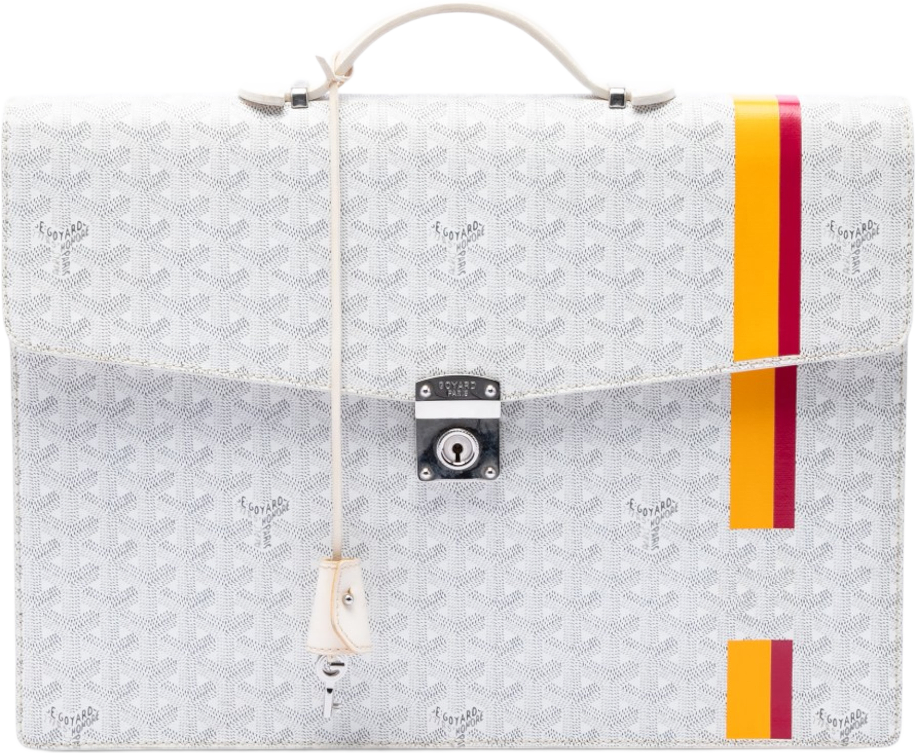Goyard Goyardine Stripe Serviette Chypre, från Luxclusif, i färgen vit.