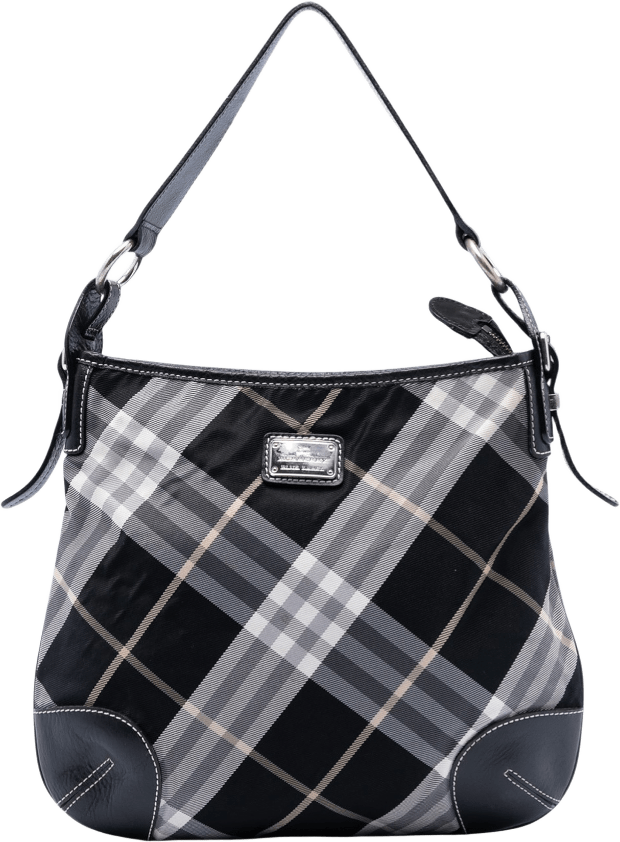 Burberry Supernova Check Canvas Hobo, från Luxclusif, i färgen black.