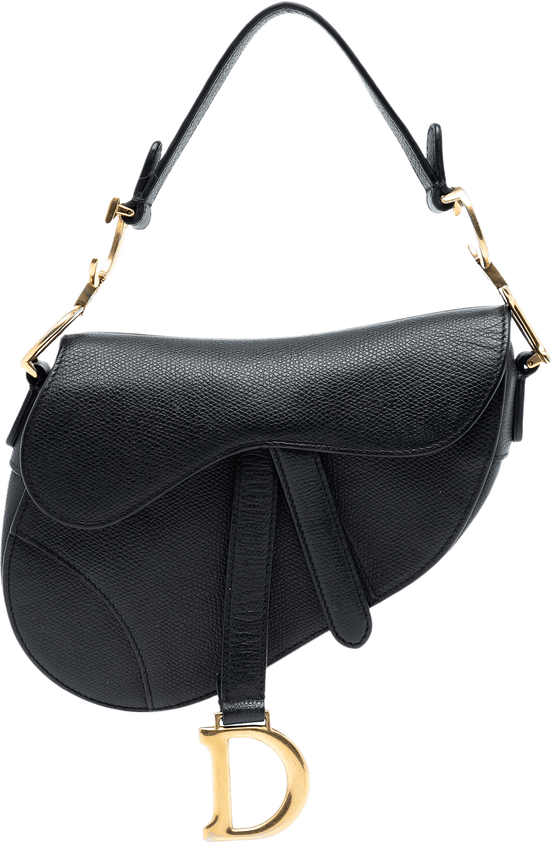 Dior Mini Grained Calfskin Saddle Bag, från Luxclusif, i färgen black.
