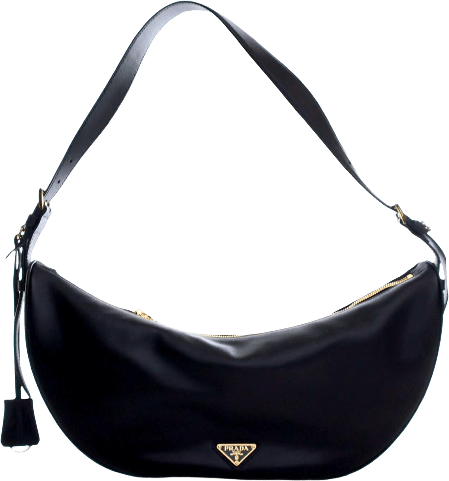 Prada Large Calfskin Demi Lune Shoulder Bag, från Luxclusif, i färgen black.