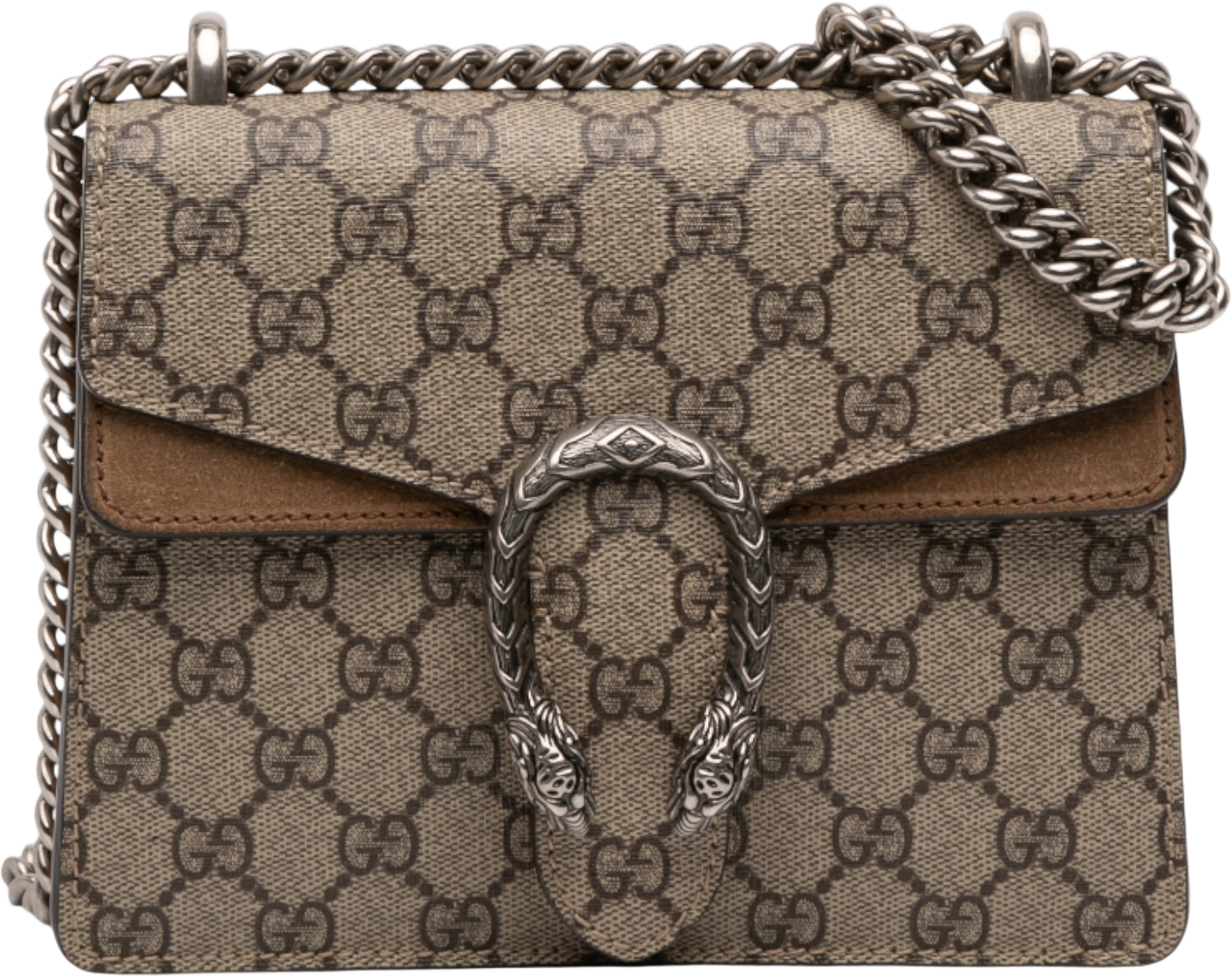 Gucci Small Gg Supreme Dionysus Crossbody, från Luxclusif, i färgen beige.