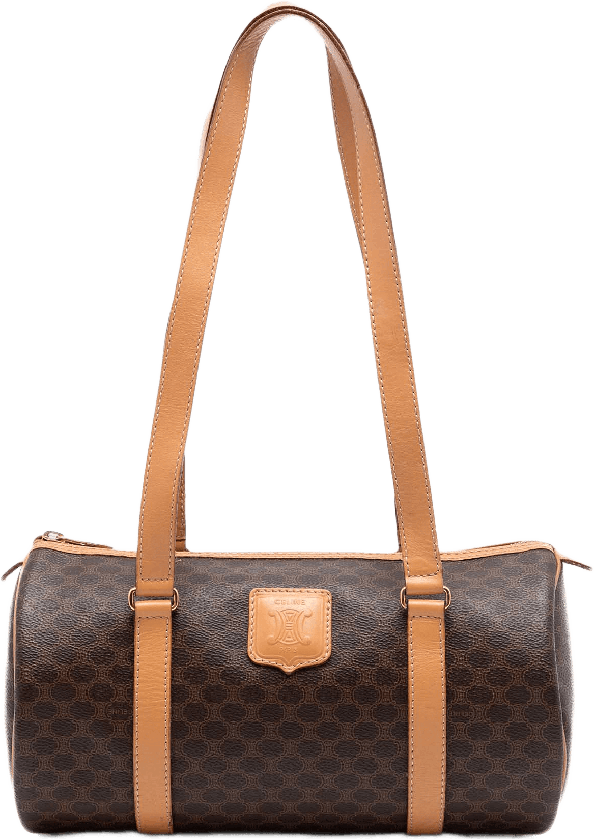 Celine Macadam Coated Canvas Shoulder Bag, från Luxclusif, i färgen brun.