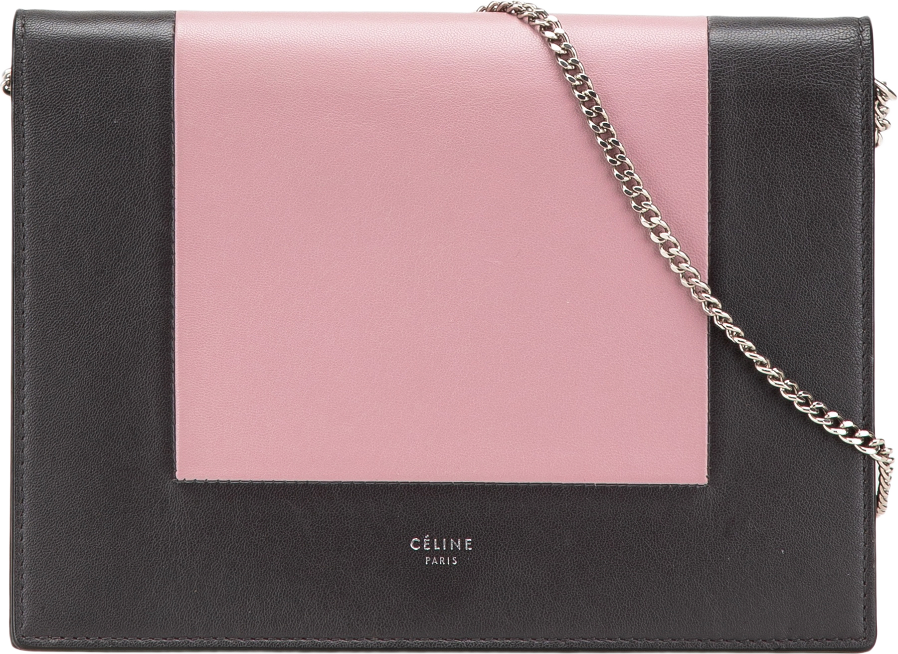 Celine Leather Frame Wallet On Chain, från Luxclusif, i färgen lily.